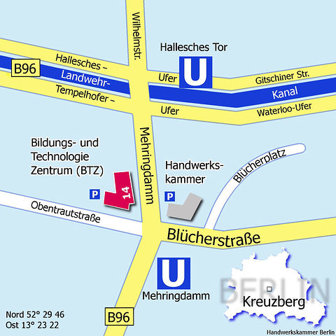 BTZ, berlin, Handwerkskammer, Anfahrt, Map, Bildungsstätte